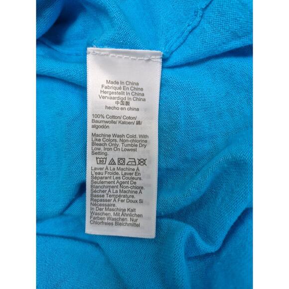 J Crew Teddie Sweater Long Sleeve Turquoise Blue 100% Cotton Sz XL - Picture 5 of 5